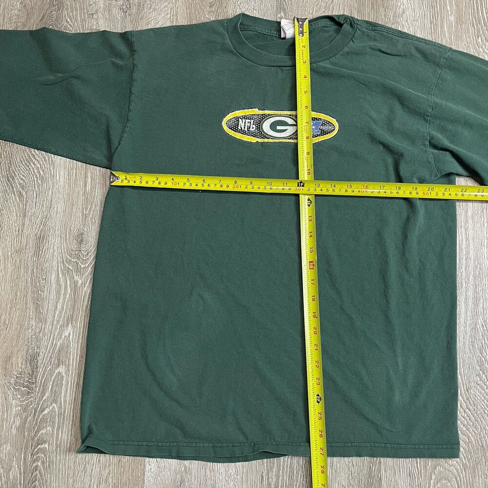 Green Bay Packers Football Shirt Adult Large Green Faded Long Sleeve Tee NFL - Picture 3 of 4